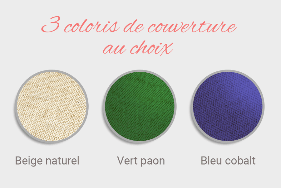 trois coloris au choix pour votre album de mariage : "Beige naturel", "Vert paon" et "Bleu cobalt" proposé par Laurent Agier, photographe de mariage dans le var