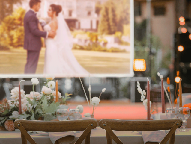 projection diaporama de la journée du mariage, proposé par Laurent Agier, video de mariage dans le var