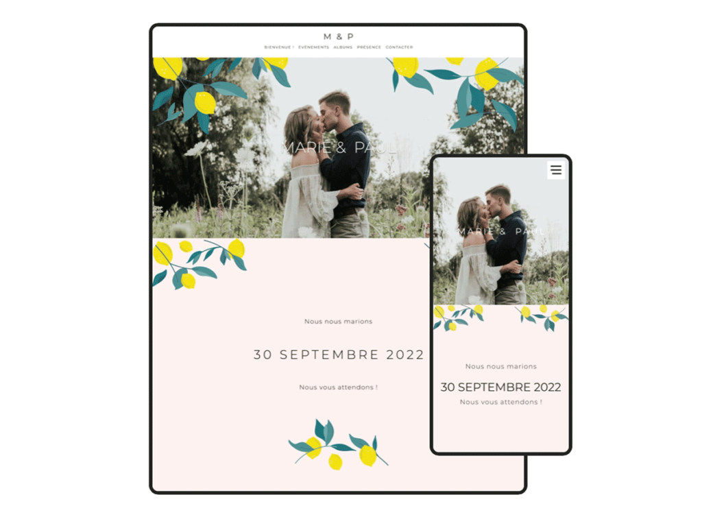 création d'une page web vitrine au design champêtre pour organiser votre mariage