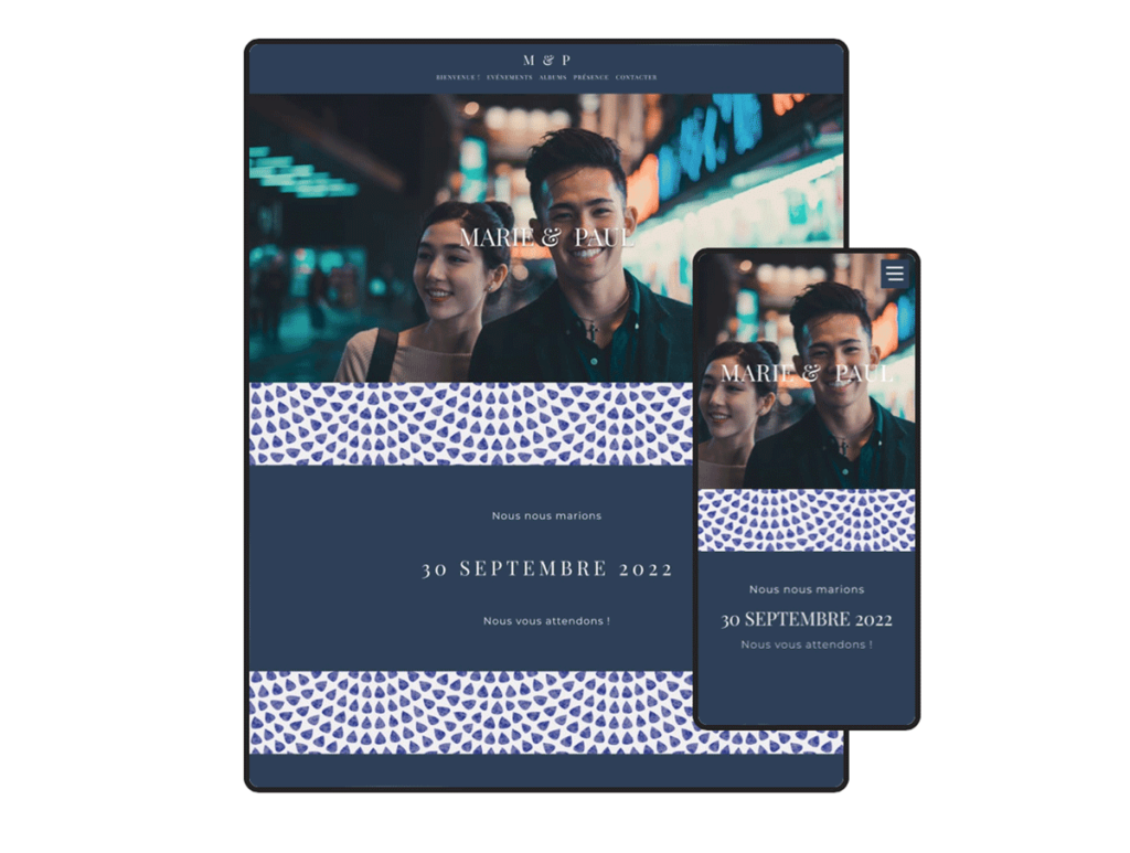 un beau site web personnalisé aux couleurs du mariage